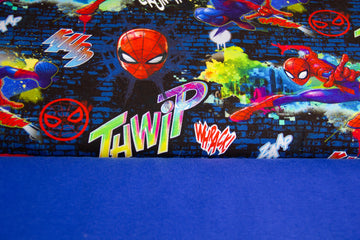 Stoffpaket Jersey + Bündchen, "Spiderman", dunkelblau, blau